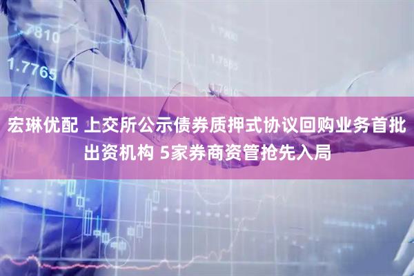 宏琳优配 上交所公示债券质押式协议回购业务首批出资机构 5家券商资管抢先入局